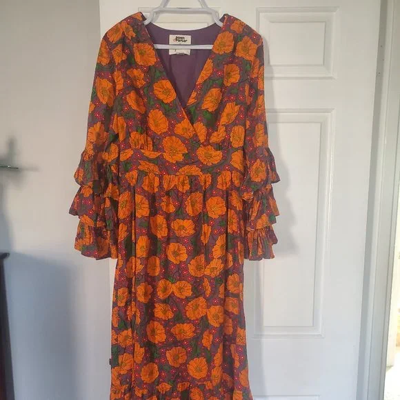 Dawn O’Porter x Joanie: 70's retro style maxi dress, size US 10 (EUC) - Picture 3 of 13